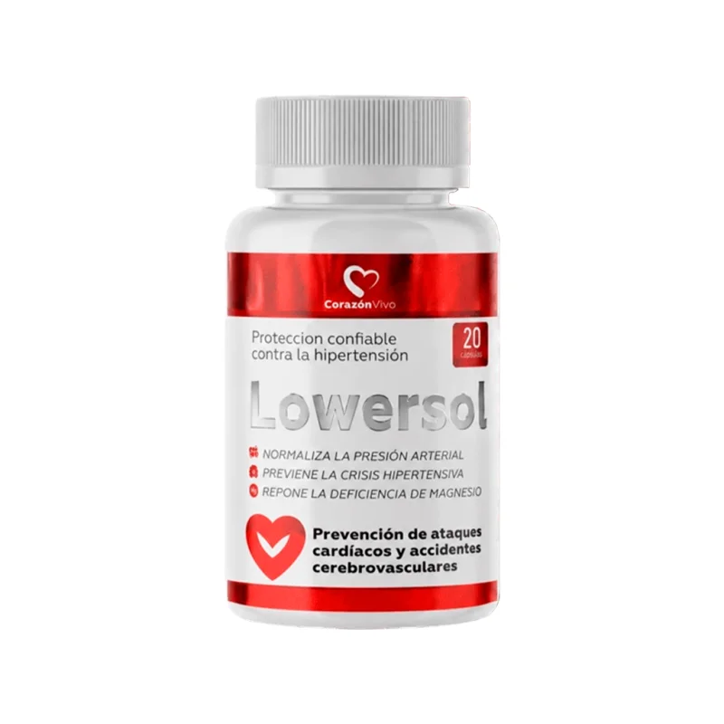 Lowersol cápsulas para el bienestar cardiovascular en Ecuador, frasco de 20 cápsulas