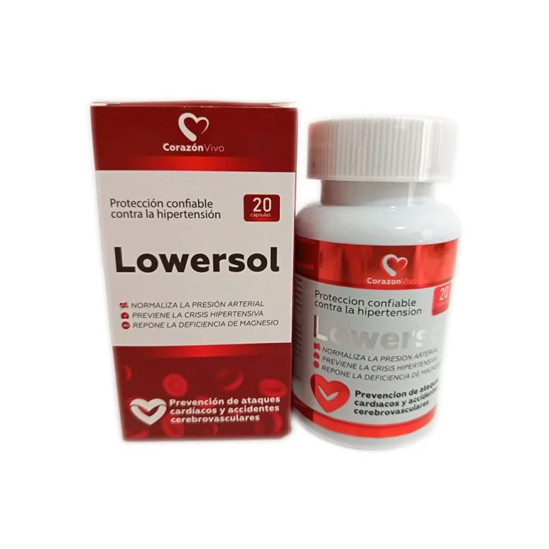 Lowersol — frasco del complemento alimenticio CorazónVivo, 20 cápsulas